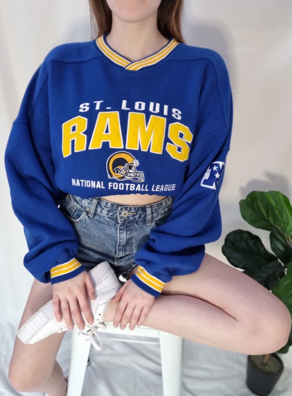 ShopCrystalRags Los Angeles Rams, NFL One of A Kind Vintage La Rams Sweatshirt with Crystal Star Design